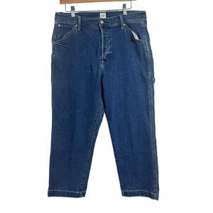 Gap Jeans Women Size 14 Blue Denim Carpenter Button Fly Relaxed Med Wash 90s